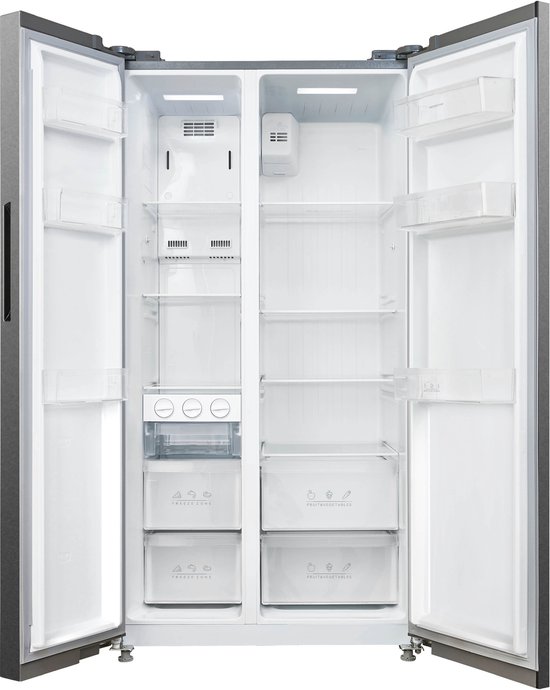Inventum SKV0178R No Frost energiezuinige Amerikaanse koelkast - 555 liter - Digitaal led-display - IJsblokjesmaker - Stil: 37 dB Superkoelen - Supervriezen - 2 deuren - Energielab…