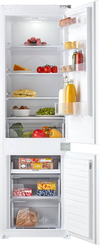 Inventum IKV1786D 178 cm energiezuinige inbouw koel-vriescombinatie - 251 liter - Koelkast met vriesvak 70 liter - Vershoudlade - Supervriezen - Led-verlichting - Deur op deur - Wi…