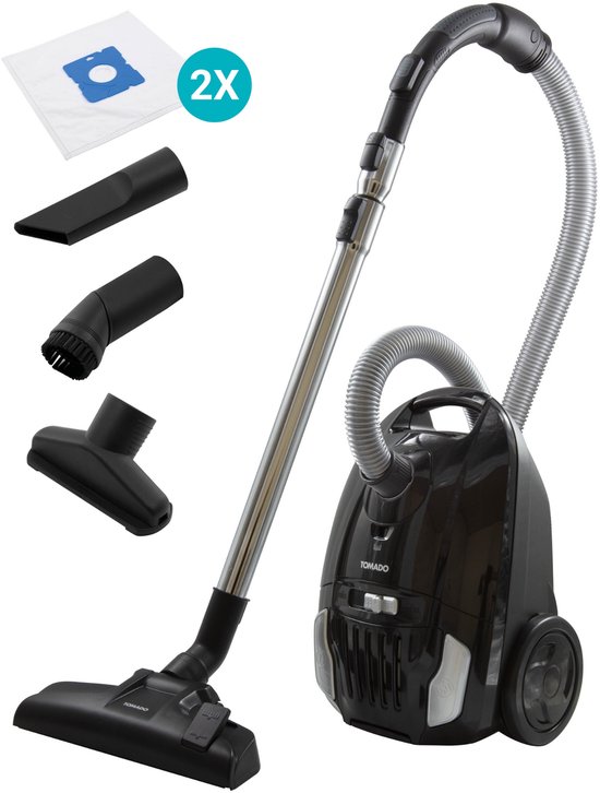 Tomado TVC3003B - Krachtige stofzuiger met zak - Extra stil - HEPA 13 filter - Snoerlengte 9 meter - Zwart