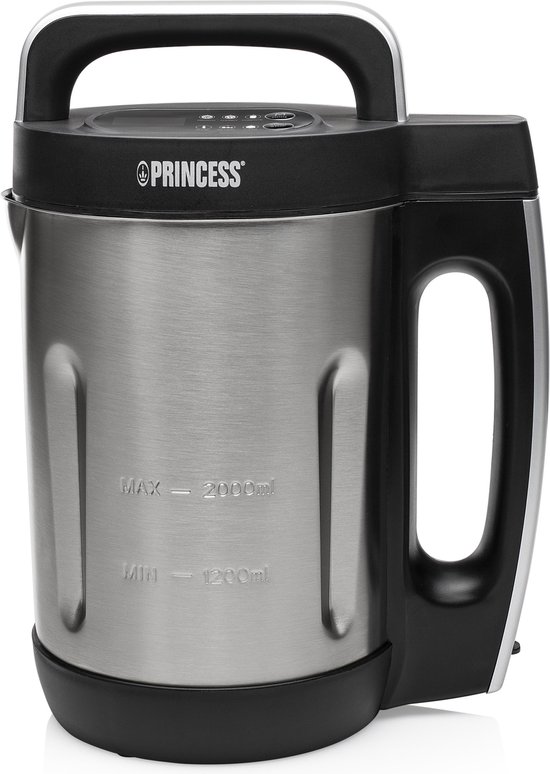Princess 214002 Soepmaker Family XL – 2 liter– RVS – 6 programma's - 1000W - Blender - Smoothiemaker - yoghurtmaker - Warm en koud gebruik