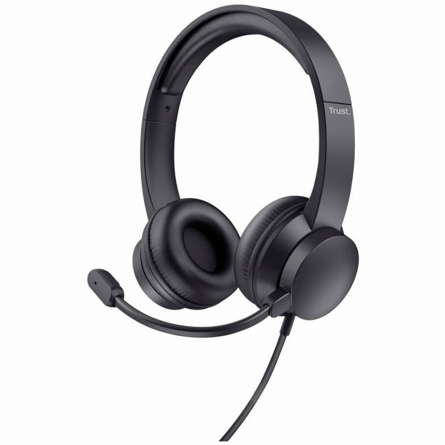 Trust Ayda On Ear headset Kabel Stereo Zwart Headset, Volumeregeling, Microfoon uitschakelbaar (mute) Computer