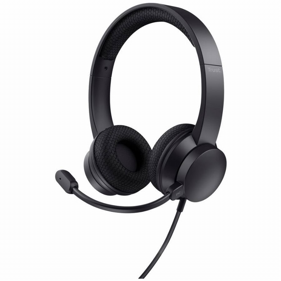 Trust Ayda On Ear headset Kabel Stereo Zwart Noise Cancelling Headset, Volumeregeling, Microfoon uitschakelbaar (mute) Computer