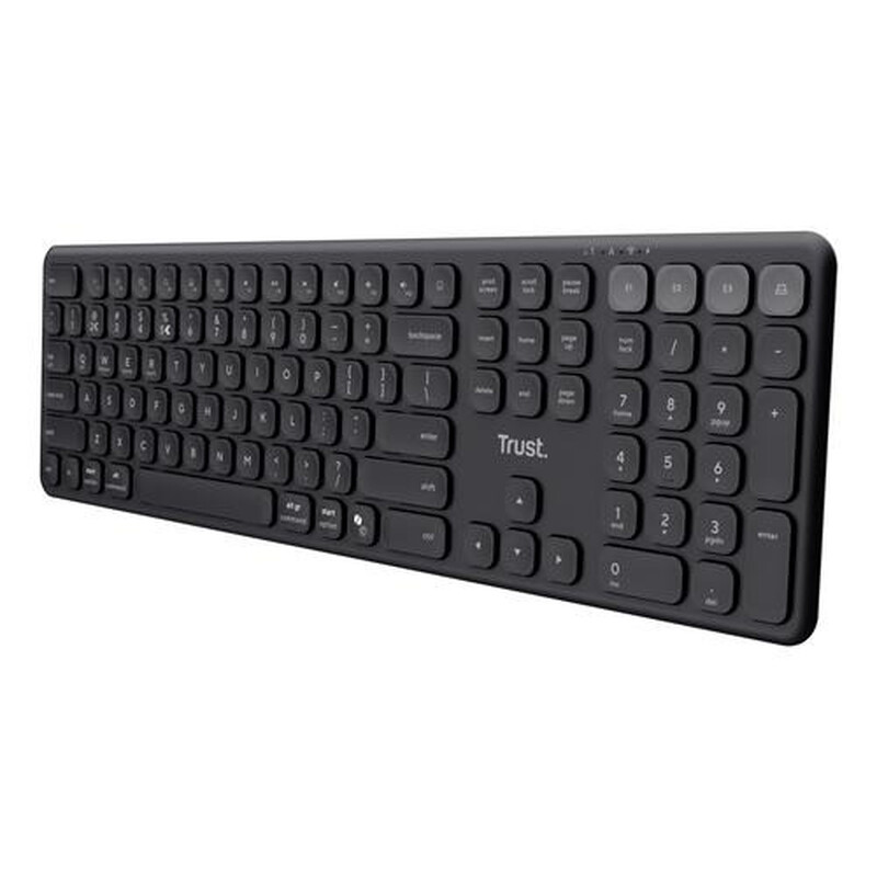 Trust Vaiya – Draadloos Toetsenbord – Multidevice – Full-size Toetsenblok – Schaarvormige Toetsen – QWERTY US – Zwart
