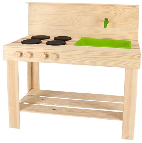Houten modderkeuken met kraan – buiten speelkeuken