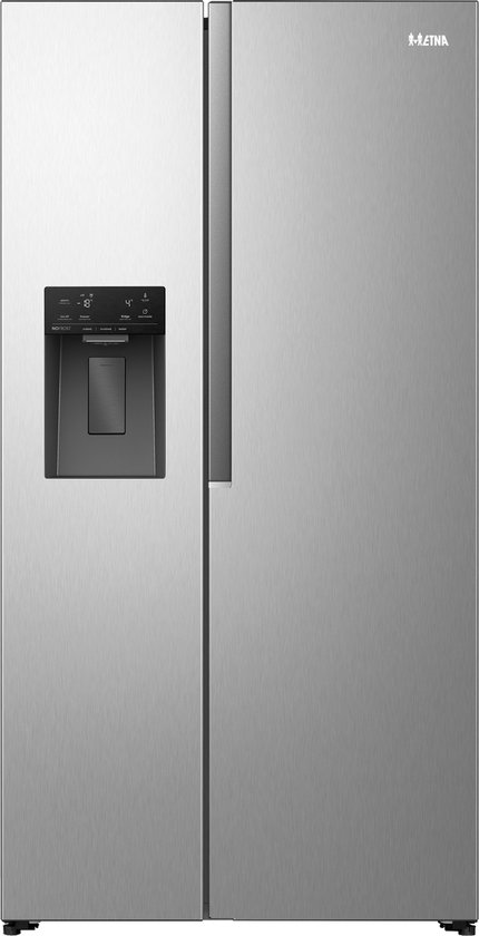 ETNA AKV6178IRVS - Amerikaanse koelkast - No-Frost - 178 cm hoog - 528 liter - Energielabel C - Invriesvermogen 10 kg/24u - Geluidsniveau 37 dB - LED Display - IJs- en waterdispens…