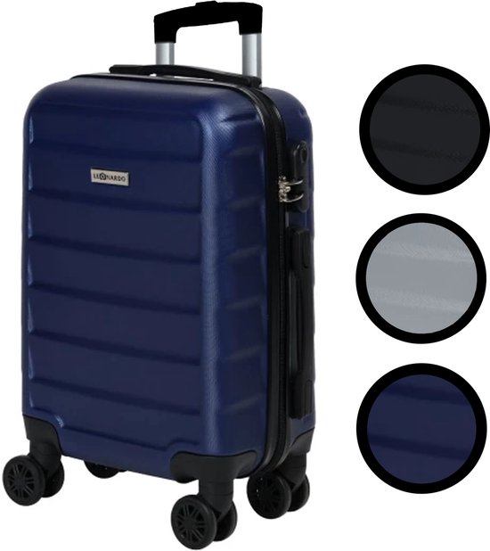 Leonardo Handbagage Koffer - Reiskoffer - Reis Trolley - met Kofferslot - 52 x 34,5 x 20 cm - Donkerblauw