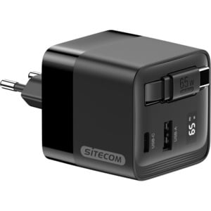 Sitecom 65W GaN Oplader met Uittrekbare Kabel