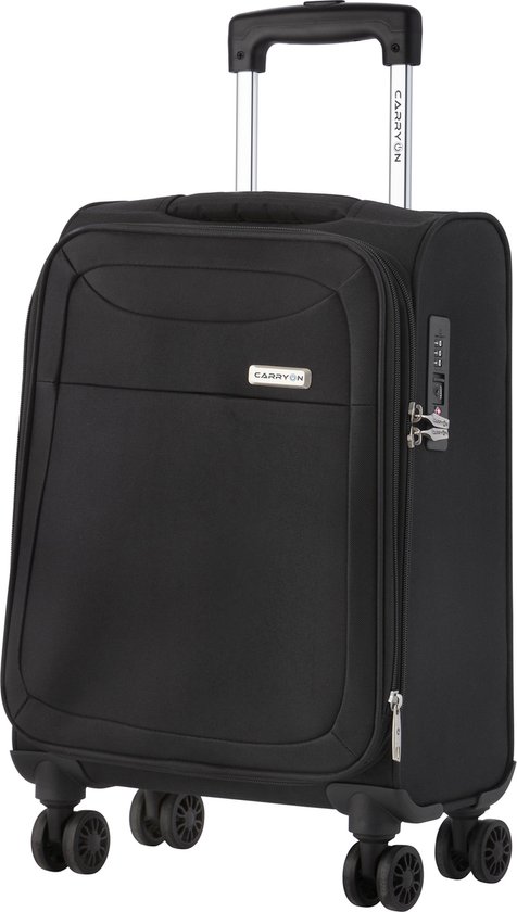 CarryOn Air Handbagage Reiskoffer 55x35x20cm - Zachte Trolley Koffer 41 Liter - Voorvak - Expander - TSA-slot - Zwart