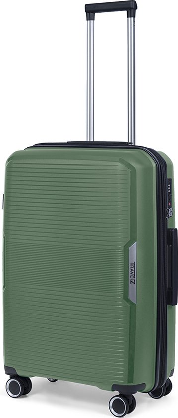 TravelZ Swinger middenmaat koffer 67cm met Expander- Sterke Lichtgewicht Trolley 75 ltr met TSA-slot - Groen
