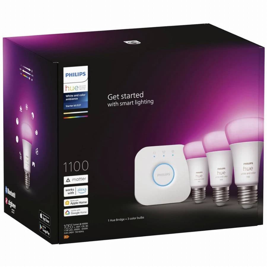 Philips Hue Verlichtingsset 8719514291515 Energielabel: F (A - G) HueWCA 9W A60 3set EUR PMO E27 11 W RGBW