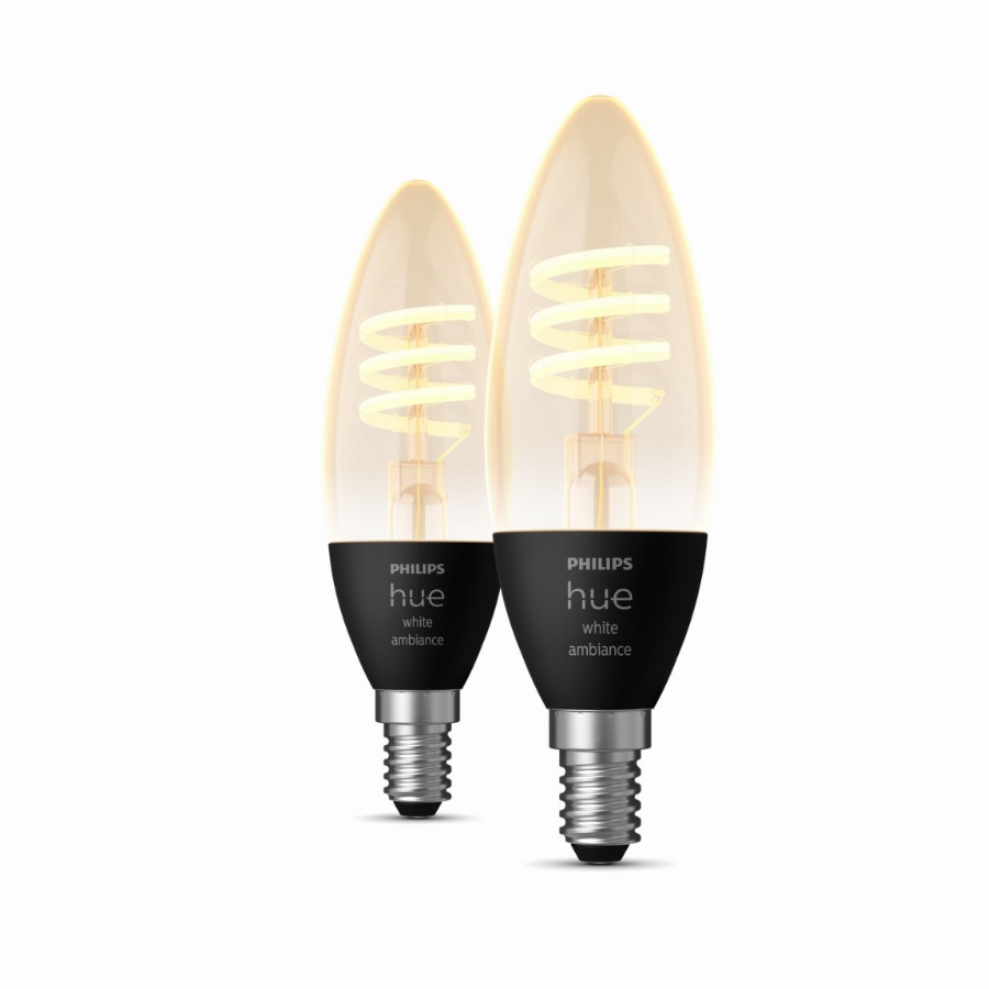 Philips Hue Filamentlamp White Ambiance kaarslamp E14 2-pack