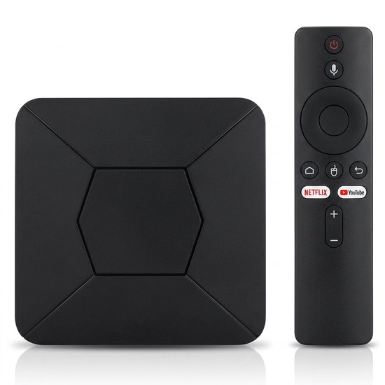 Android TV Box 4K - Mediaplayer - Android 10 - WiFi & Ethernet - Google Assistant - Voor Netflix, Videoland, Disney+, Ziggo GO en meer - Plug & Play - 2GB RAM / 8GB ROM