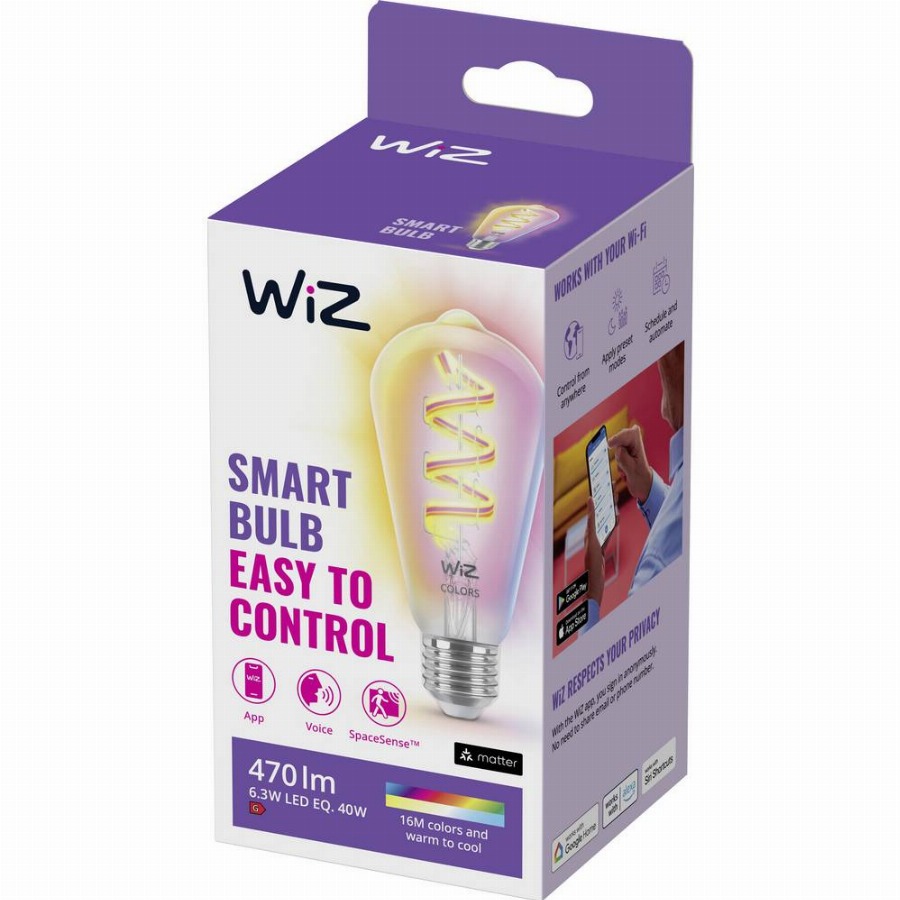 WIZ Slimme Led Lamp Wi-fi Edison Filament E27 40w Gekleurd En Wit Licht (929003267301)