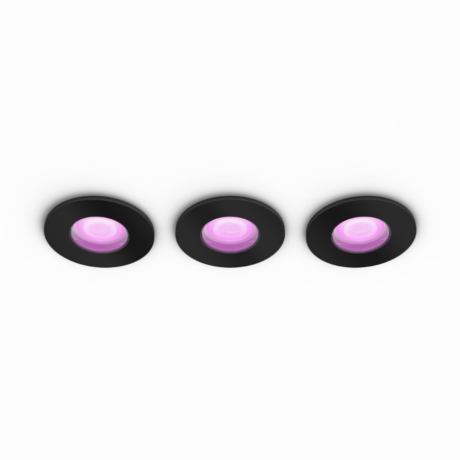Philips Hue Xamento badkamer inbouwspot White and Color – Zwart – Rond 3-pack