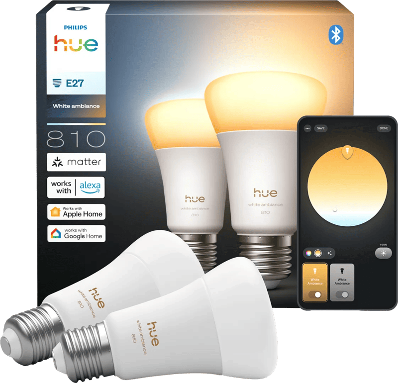 Philips Hue A60 White Ambiance 810lm E27 2-pack