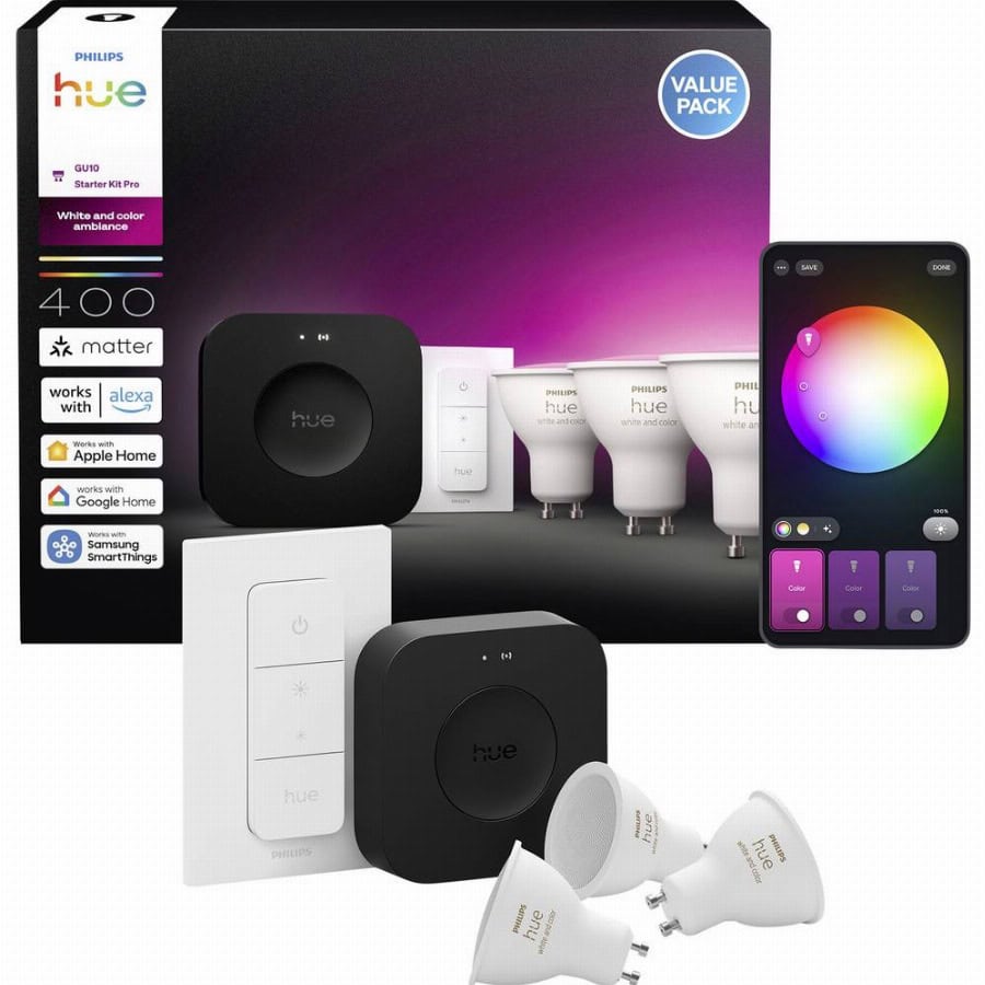 Philips Hue LED-lamp, LED-dimmer 929003666513 Energielabel: E (A - G) Hue White & Col. Amb. GU10 GU10 4.2 W Meerkleurig