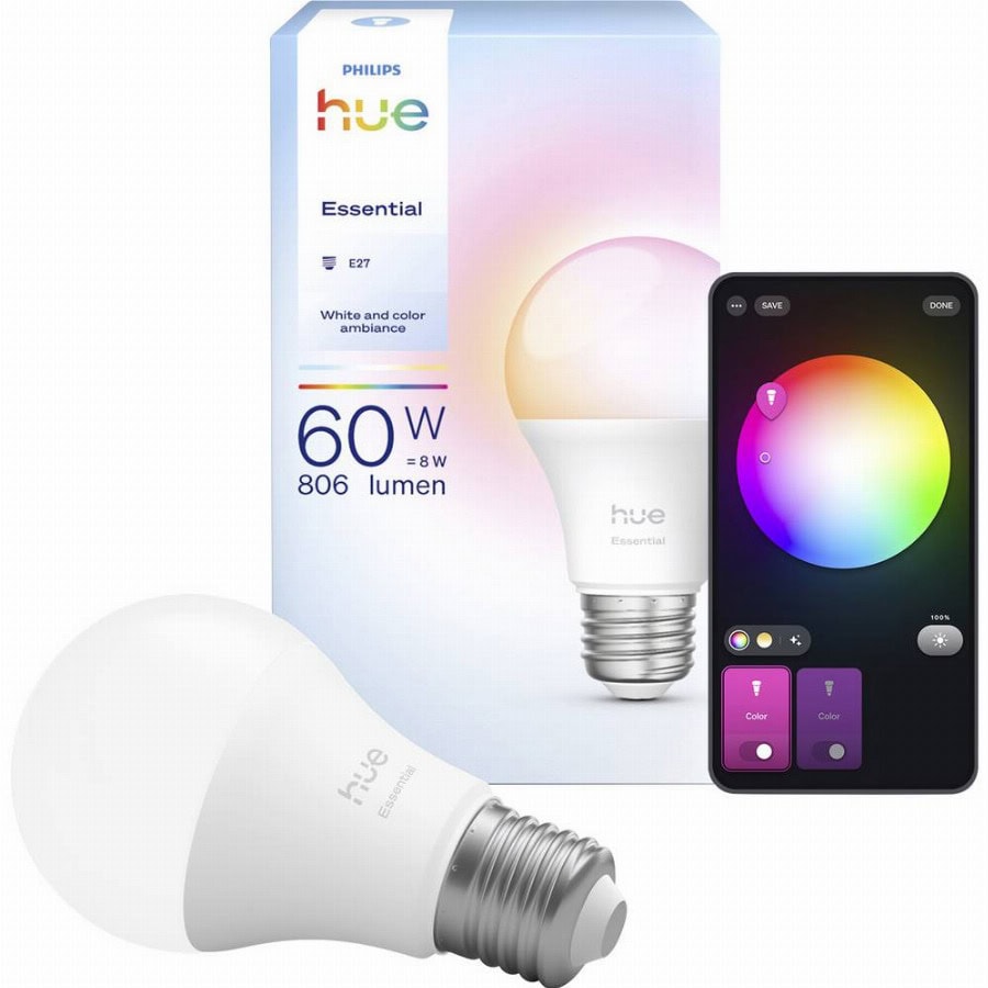 Philips Hue LED-lamp 929004235401 Energielabel: F (A – G) Hue Essential White & Col. Amb. E27 8 W Warmwit tot koudwit, Meerkleurig