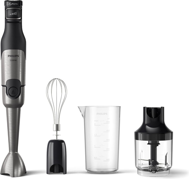 Philips Staafmixer 3-in-1 HR2683/00 – Incl Hakmolen, Maatbeker en Garde/Klopper – 1200 Watt – Regelbare Snelheid – RVS – Zwart