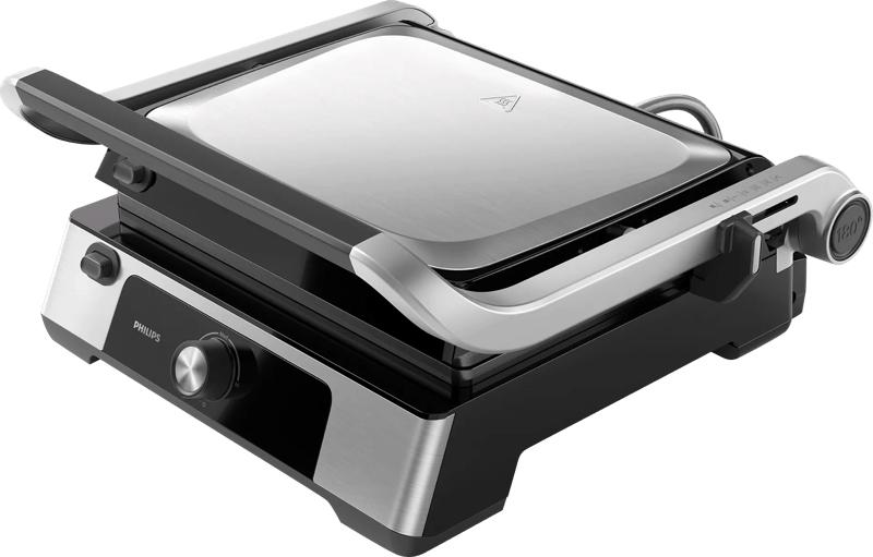 Philips Contactgrill HD6301/90 – Uitneembare Platen – 2200W – Extra Groot Formaat – Antiaanbakplaten – Regelbare Temperatuur – Opvangbak – RVS – Zwart