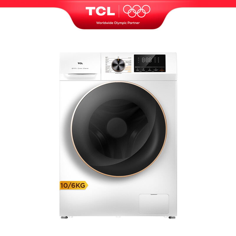 TCL was-droogcombinatie, 10 kg/6 kg, met Smart DD-motor, antibacteriesysteem, stoomwas, wassen & drogen 60 min, snelle was 15 min, kinderslot, uitgestelde eindtijd, 20 jaar motorga…