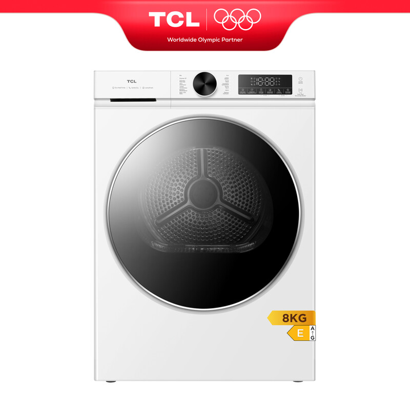 TCL DP4408WE1NL wasdroger, 8 kg, met Eco-heatpomp, 3D Drying™, 3-in-1-filter, warmtecirculatie [Energieklasse E]