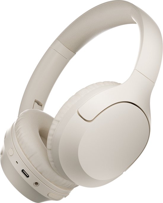 Over Ear Koptelefoon Draadloos – Draadloze Headset met Microfoon – Bluetooth 5.3 – 60 Uur Batterij – Inklapbaar – ENC Kristalheldere Gesprekken – Bluetooth Headset – Wit