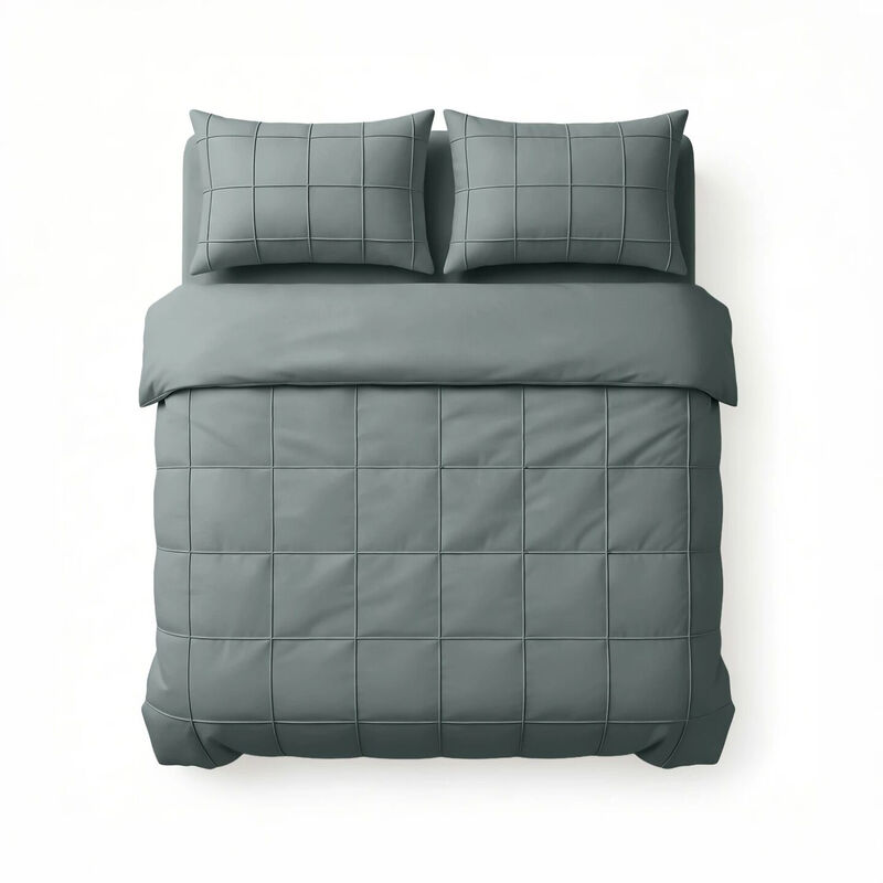 Sleeptime Dekbedovertrekset Geruit Pintuck 140 x 200/220 + 1 Kussensloop 60 x 70 cm – Microvezel – Groen