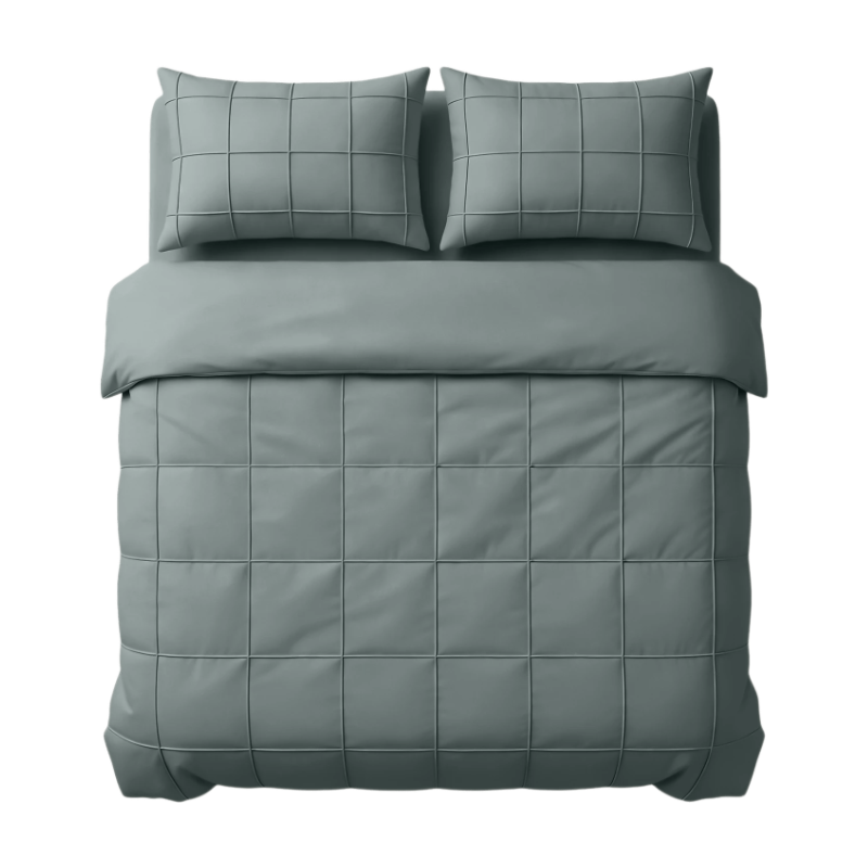 Sleeptime Dekbedovertrekset Geruit Pintuck 240 x 200/220 + 2 Kussenslopen 60 x 70 cm - Microvezel - Groen