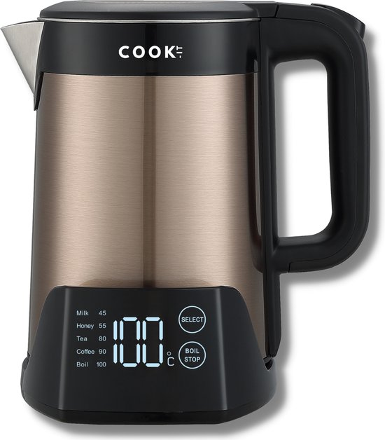 Digitale Waterkoker met Temperatuurregeling 45°C tot 100°C – RvS – Warmhoudfunctie – Kettle – COOK-IT Luxury