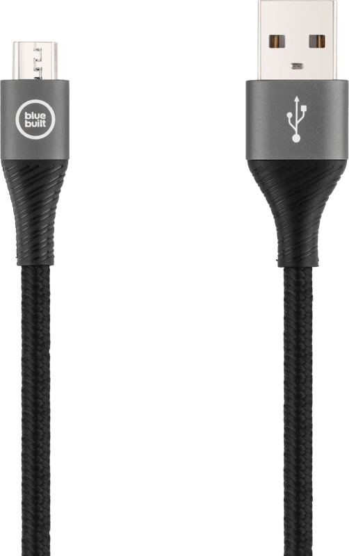 BlueBuilt Usb A naar Micro Usb Kabel 1,5m Nylon Zwart