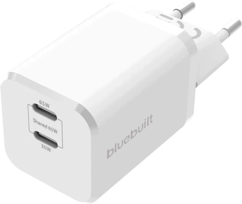 BlueBuilt Power Delivery Oplader met 2 Usb C Poorten 65W Wit