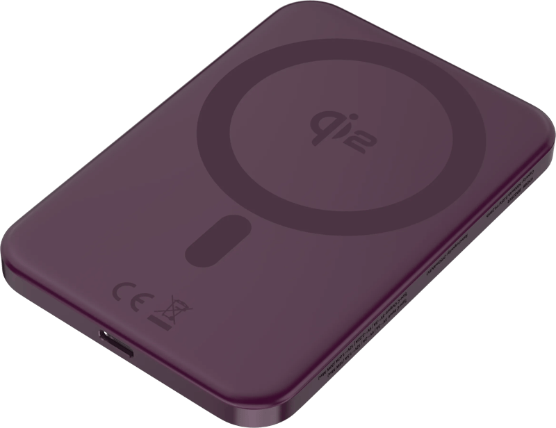 BlueBuilt Draadloze Powerbank met Qi2 en MagSafe 5.000 mAh met Snelladen 20 Watt Paars