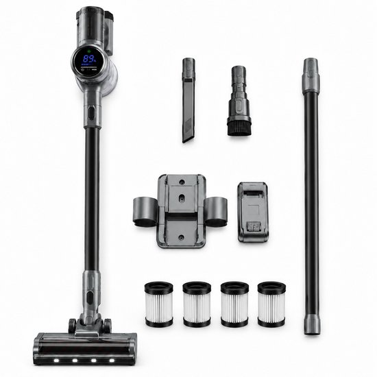 Luxari Steelstofzuiger Draadloos – S1000 PRO – 45 min gebruikstijd – Afneembare Accu – 4 Filters & 4 Opzetstukken – 3 Zuigstanden – Stofzuiger Draadloos – Draadloze Stofzuiger – St…