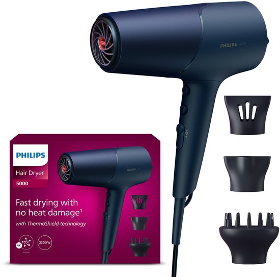 Philips Series 5000 - Föhn met ThermoShield-technologie – Snel drogen zonder hittebeschadiging - BHD510/20