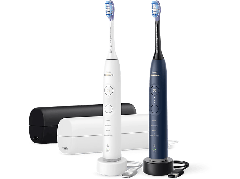 Philips Sonicare 7100 Series Elektrische Tandenborstels Duopack Wit & Blauw + Reisetui – Hx7429/01