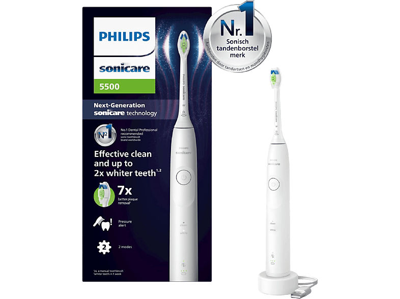 Philips Sonicare 5500 Series Elektrische Tandenborstel – 2 Poetsstanden Wit Hx7110/01