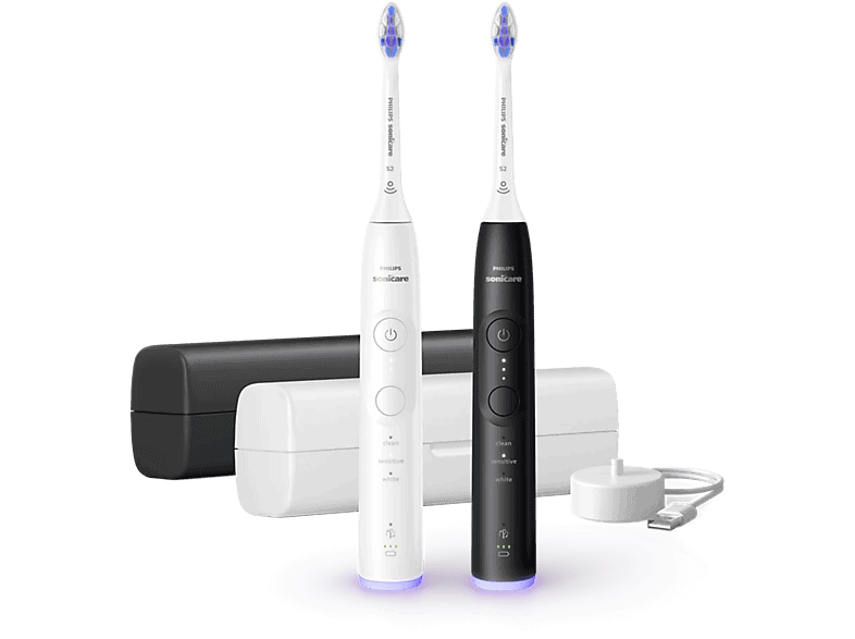Philips Sonicare 6500 Series Elektrische Tandenborstels Duopack Wit & Zwart + Reisetui - Hx7419/01