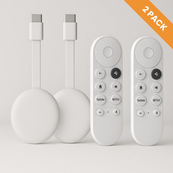 HappyLEDS® Android TV Dongle 4K – Streaming Box met WiFi & Bluetooth – Google Assistant – Netflix Compatibel - Remote geschikt voor Chromecast - 2 Stuks