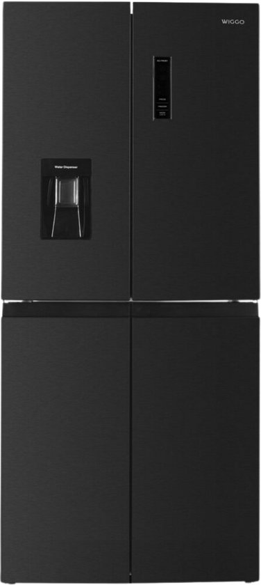 Wiggo WR-MD18(DX) - Amerikaanse Koelkast - No Frost - 4 deuren - Water Dispenser - Met Display - Super Freeze - 419 Liter - 5 jaar garantie - Donker Roestvrijstaal