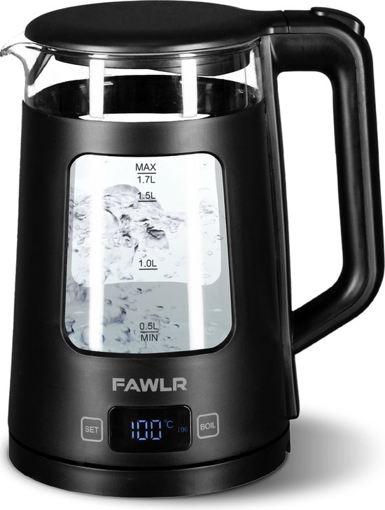 FAWLR Waterkoker met Temperatuurregeling – Waterkokers – Led Display – 1,7L – 2200W