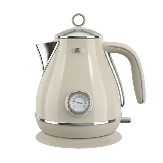 NorQ ® waterkoker – 1.7L – RVS – 2200W – 360° draaibare voet – BPA-vrij – Elektrisch – Analoge temperatuurmeter – Cream