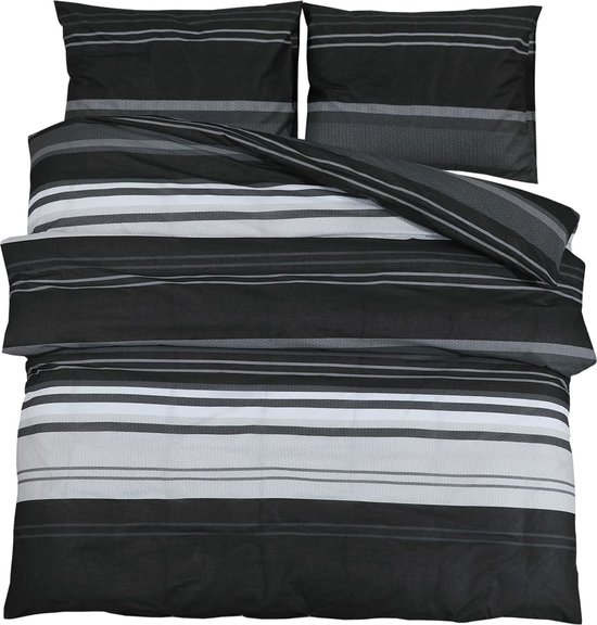 vidaXL Dekbedovertrekset 220x240 cm katoen zwart en wit