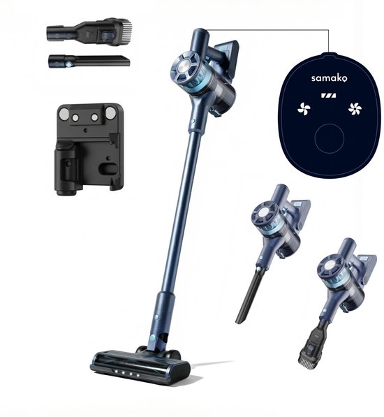 Steelstofzuiger Draadloos CleanDetect Lite 200W – Draadloze stofzuiger – 22kPa zuigkracht – 2 Opzetstukken – Zonder zak op accu – Samako