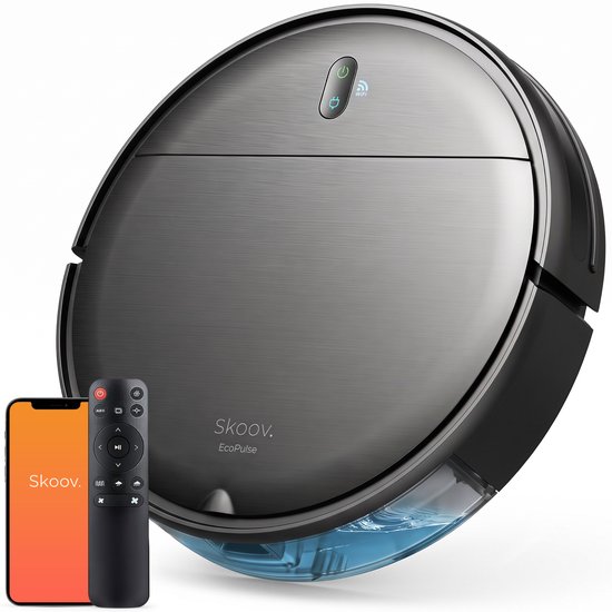 Skoov EcoPulse Robotstofzuiger met Dweilfunctie en Laadstation - Dweilrobot - Stofzuiger Robot en Dweil in 1 - Huisdieren en Hondenharen - Dynamische Navigatie - App & Afstandsbedi…
