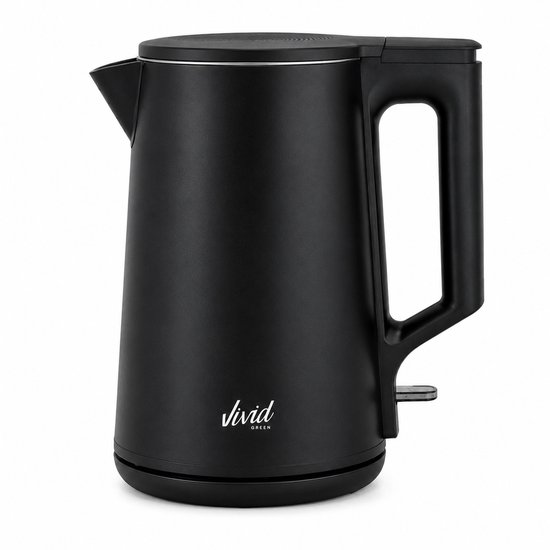 Vivid Green Waterkoker – 1.7L – Dubbelwandig – BPA-vrij – RVS – 2000W – Elektrisch – Zwart