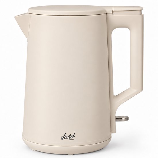 Vivid Green Waterkoker – 1.7L – Dubbelwandig – BPA-vrij – RVS – 2000W – Elektrisch – Beige