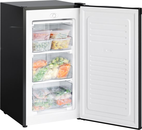 KitchenBrothers Diepvriezer - 64L - Compact Tafelmodel - 3 Vrieslades - Diepvrieskast - Vrijstaand - Zwart