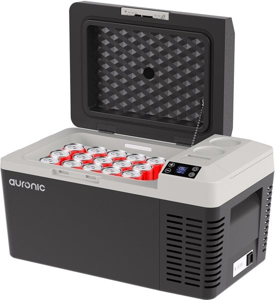 Auronic Elektrische Koelbox - Frigobox - Compressor - 12V 230 Volt - Camping Koelkast - Auto - 19L - Zwart/Grijs
