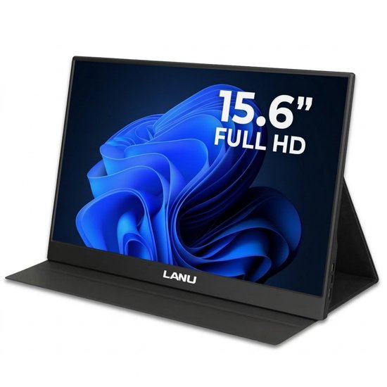 Portable Monitor Flex 15.6" - Full HD Draagbare monitor met USB-C & HDMI - Extra scherm laptop - Plug & Play - Incl. Beschermhoes