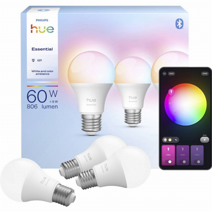 Philips Hue LED-lamp 929004235407 Energielabel: F (A – G) Hue Essential White & Col. Amb. E27 Warmwit tot koudwit